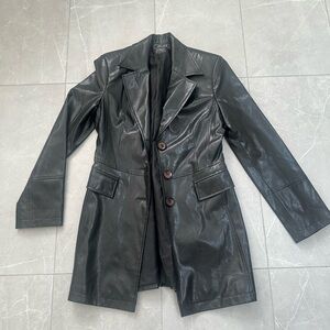 Black Leather Blazer Coat